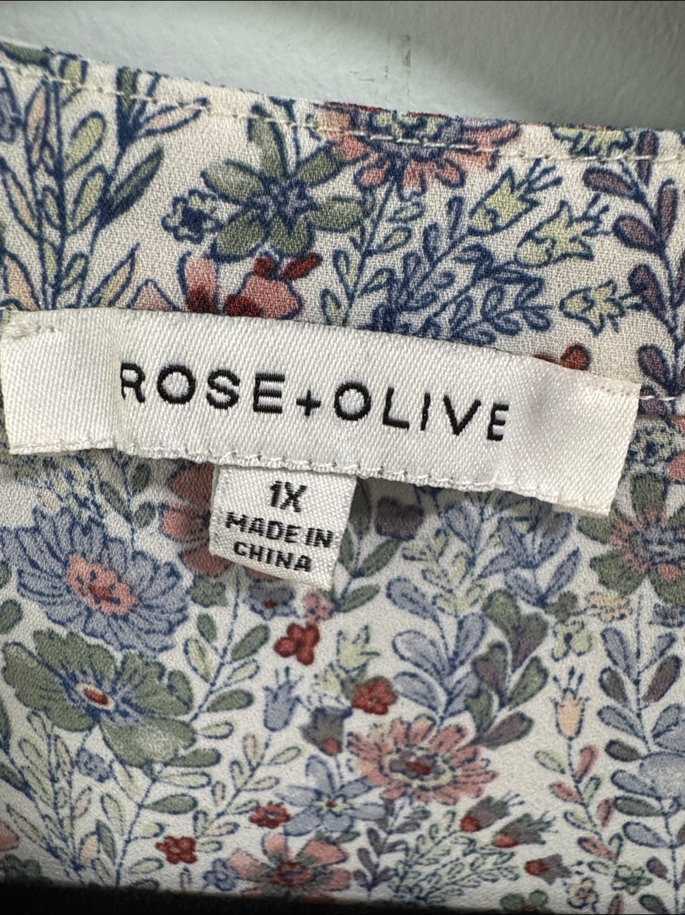 Rose & Olive Floral V-Neck Women's Blouse - Blue & Pink - Picture 2 of 9